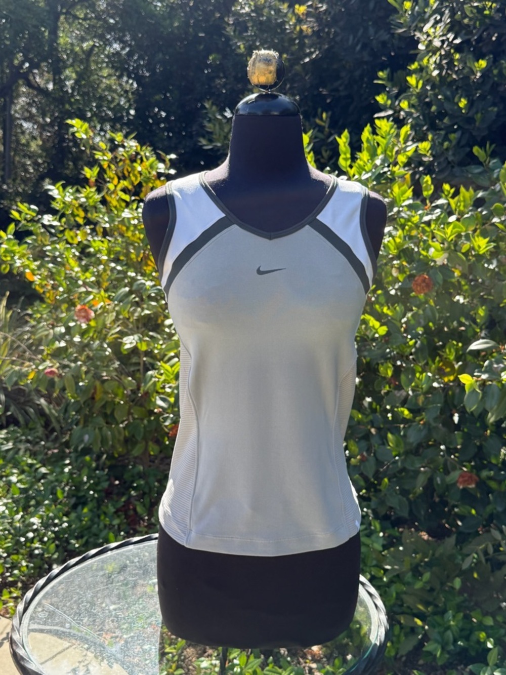 Nike White and Gray Athletic Tank Top